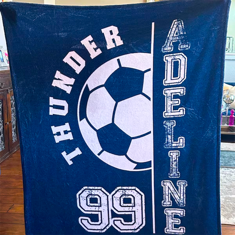 Custom Soccer Blanket, Personalized Name Soccer Senior Gift