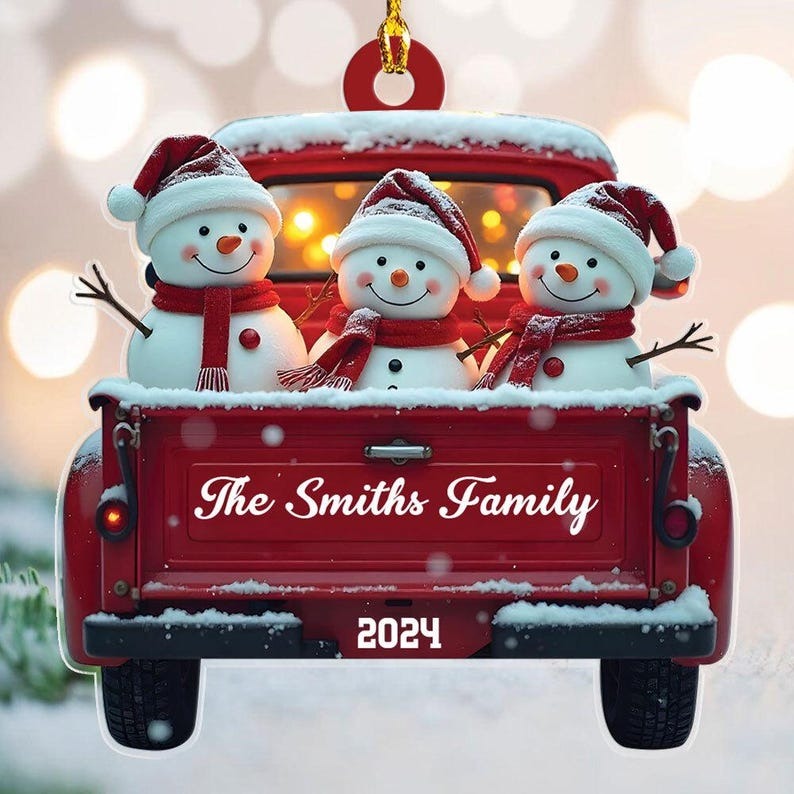 Personalized Snowman Family Christmas Ornament