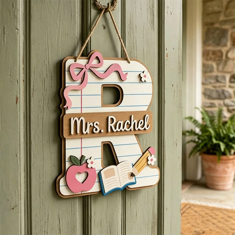 Personalized Teacher Name Sign Rule Apple 3D Layer
