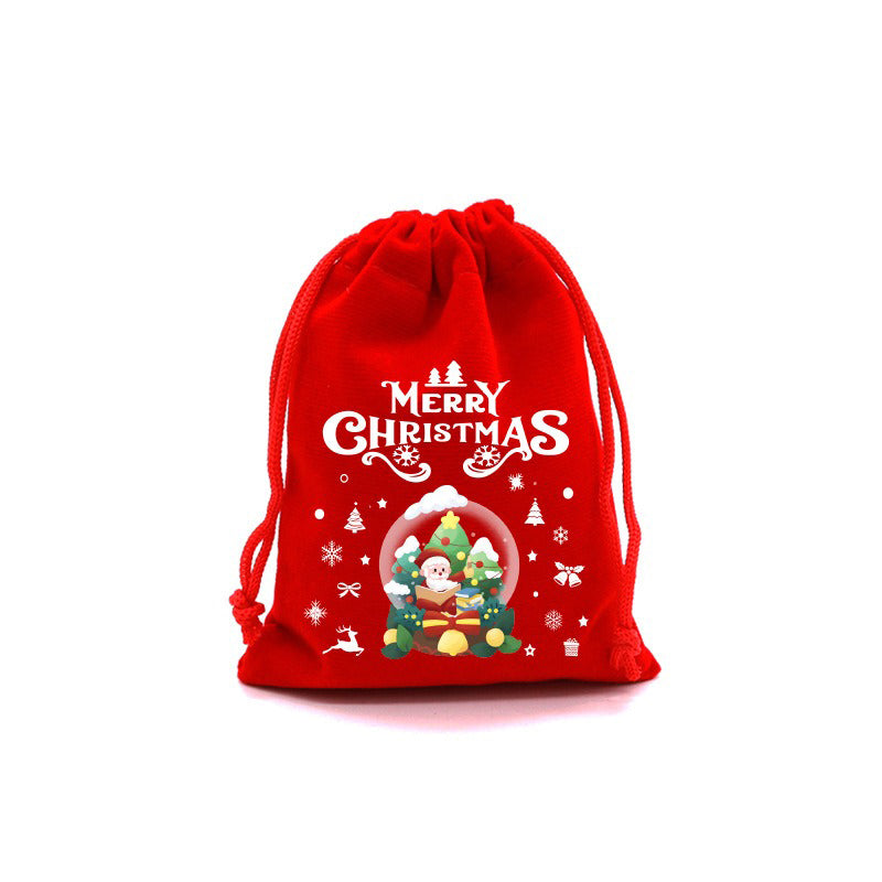 10/20pcs Christmas Drawstring Velvet Bags Red Candy Biscuits Pouch Personalization name
