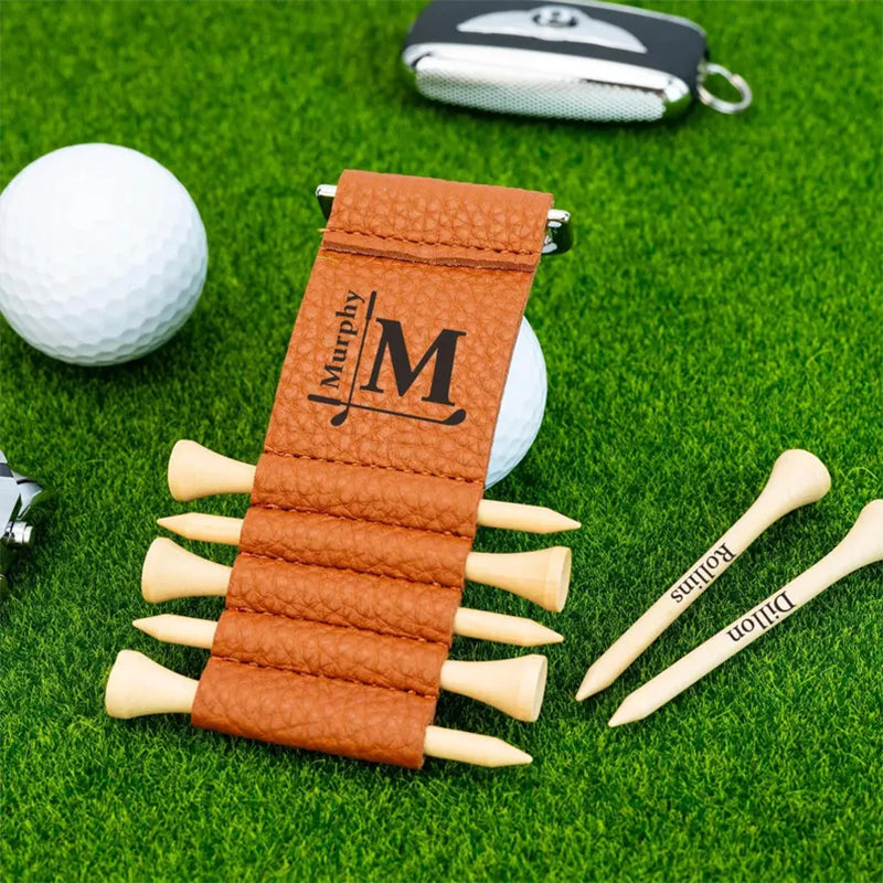 Golf Bag Tag Personalized Golf Tees,Leather Golf Tee Holder