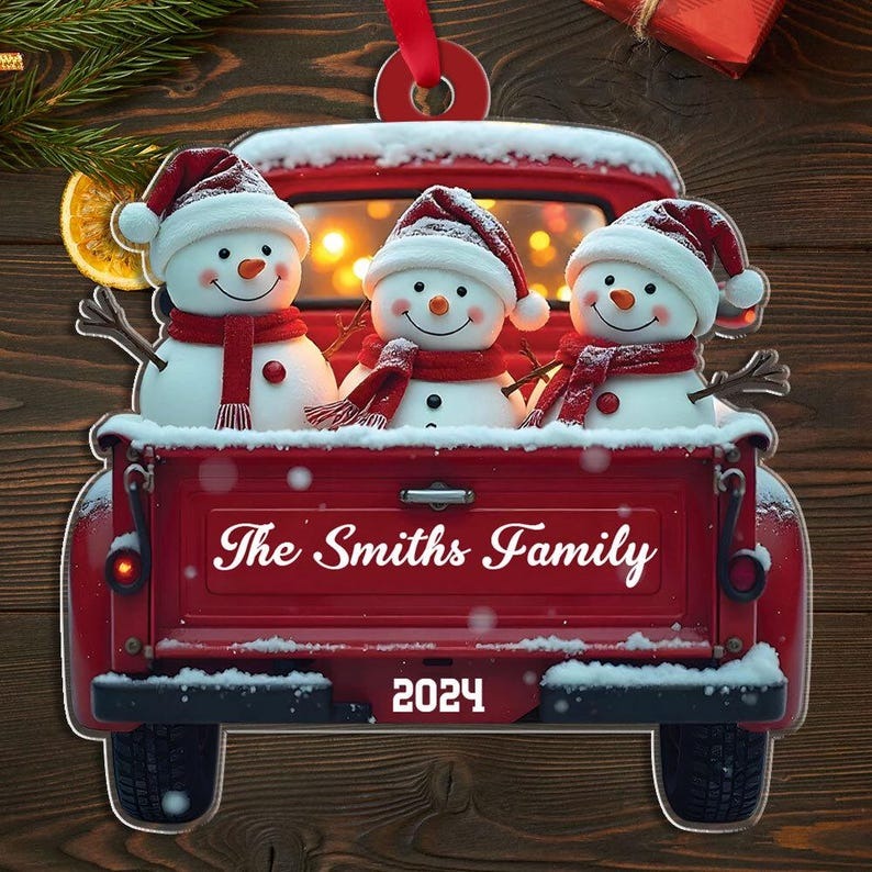 Personalized Snowman Family Christmas Ornament