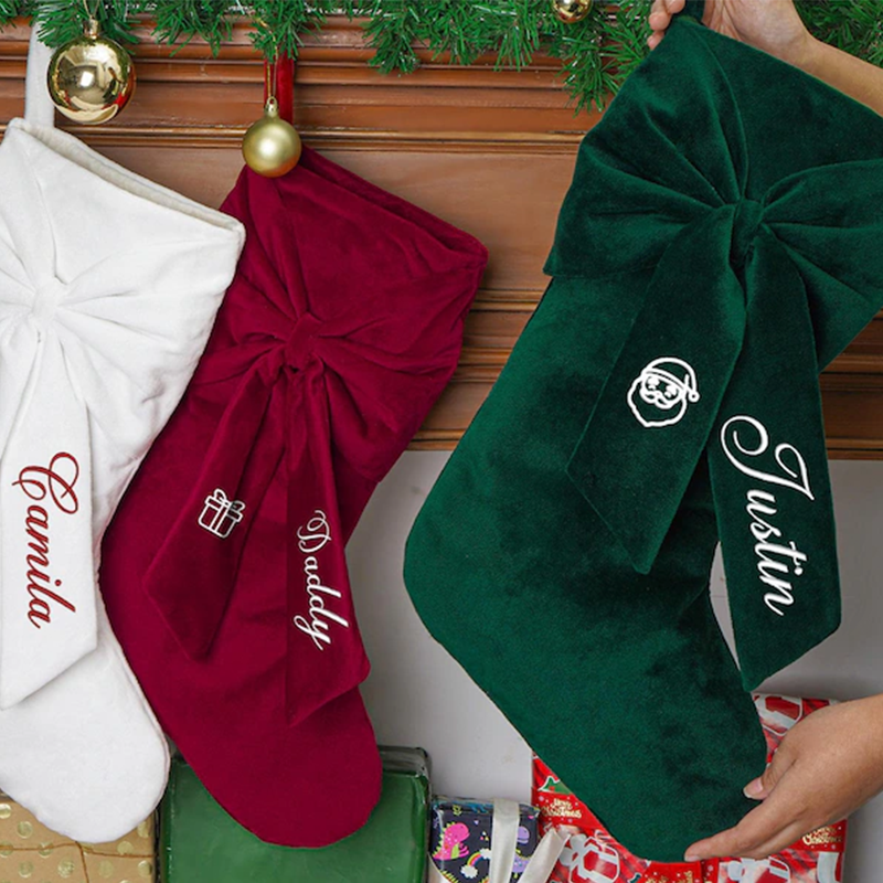 Personalized Bow Christmas Stocking, 2025 Christmas Stocking