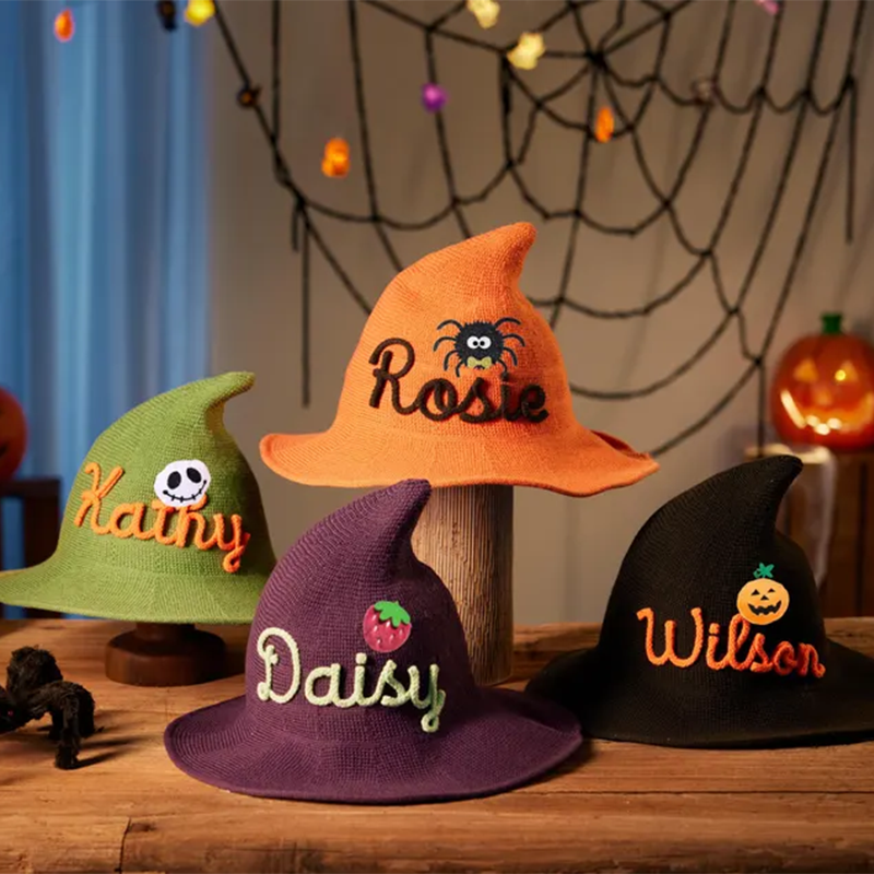 Custom Name Halloween Witch Hat, Personalized Kids Witch Hat