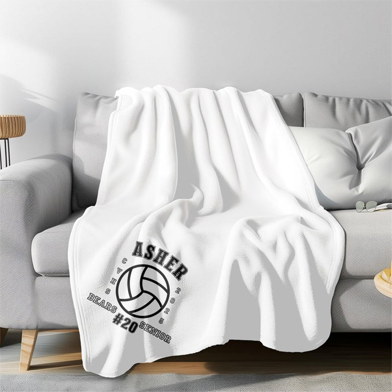 Personalized Football Lacrosse Volleyball Soccer Blanket Custom Soft Velveteen Plush Graduation Senior Gift