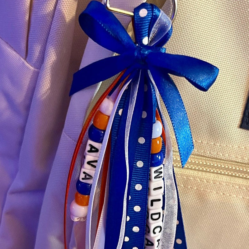 Personalized Ribbon Bag Tag/Cheer Bag Tag/Ribbon Zipper Pull