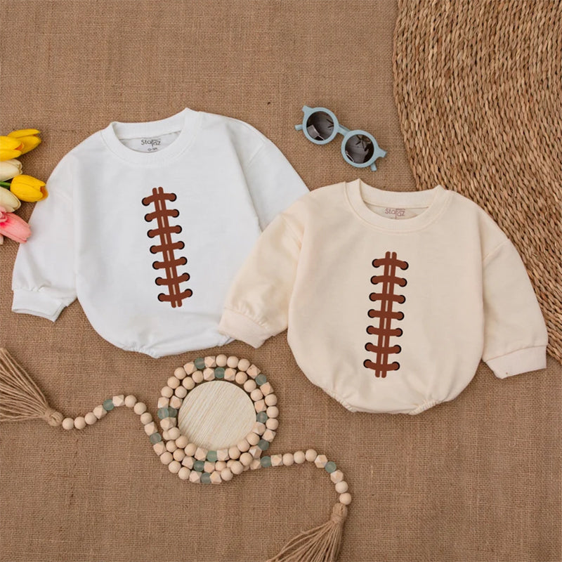 Personalized Football Baby Romper, Custom Name and Number Game Day