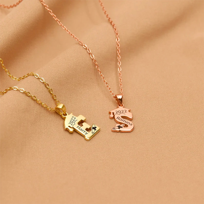 Personalized Graduation Name Necklace, 2025 Bachelor Cap Necklace