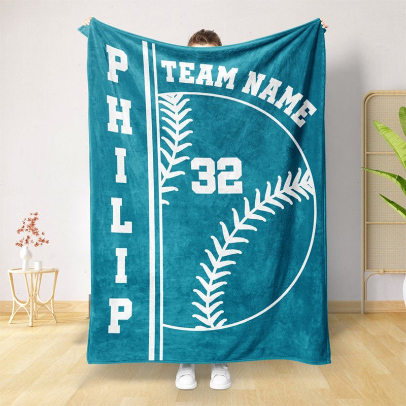 Personalized Baseball Team Blanket: Custom Name & Number