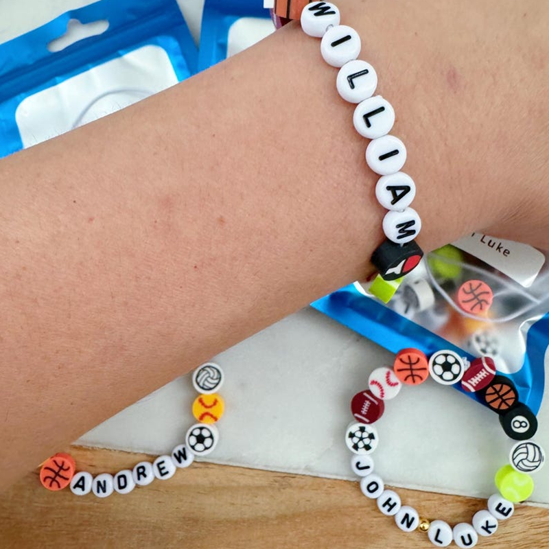 Sports party gifts, custom bracelets