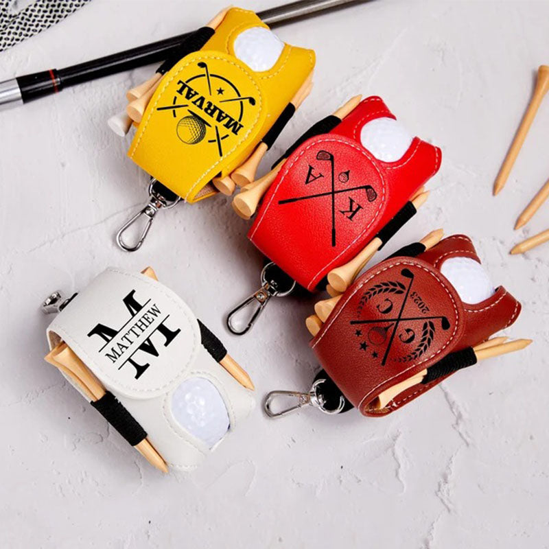 Leather Personalized Golf Ball Bag-Golf Ball And Tees Holder-Golf Holder-Accessories