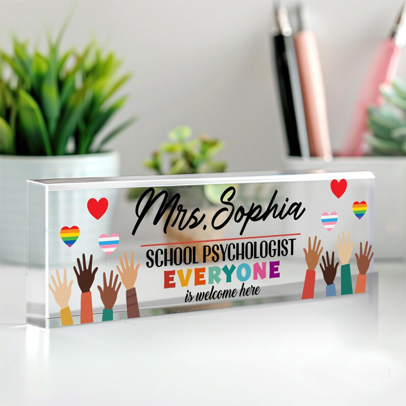 Custom Name Plate for Desk, Teacher Name Plate, Psychologist Gift