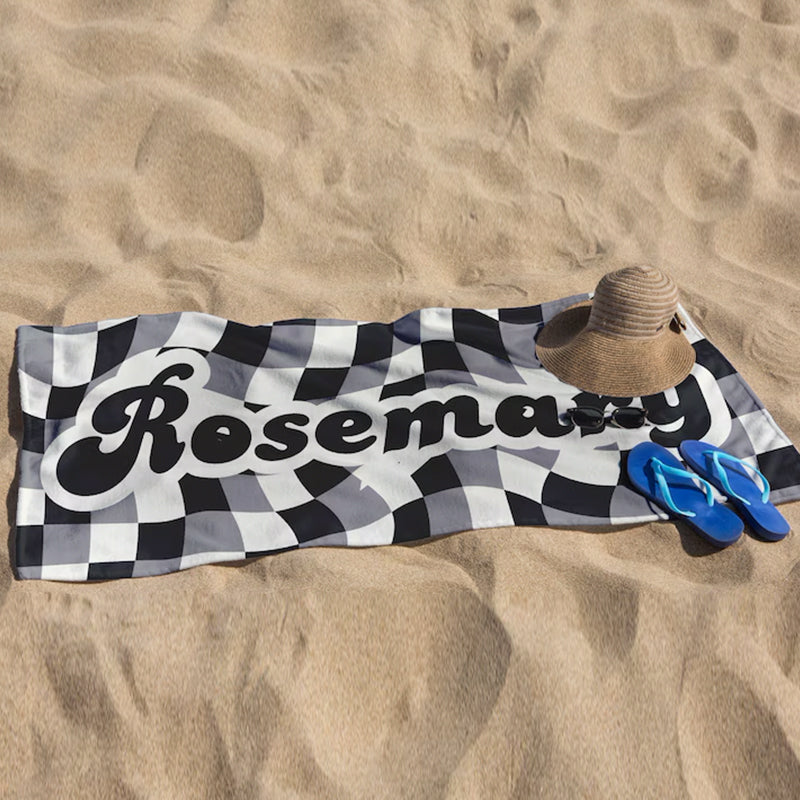 Personalized Beach Towel, Customized Vans Checker Pattern in Retro style Beach towel