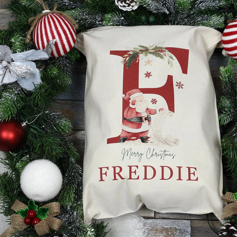 Personalized Name & Initial Christmas Gift Sack Custom Your Name