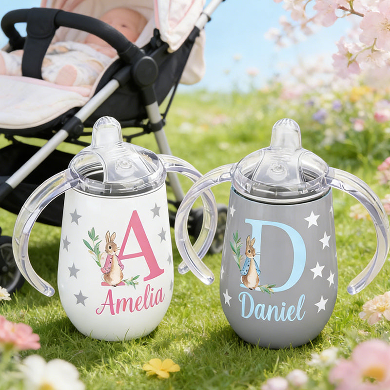 Personalized Easter Bunny 10 oz Insulated Sippy Cup with Name