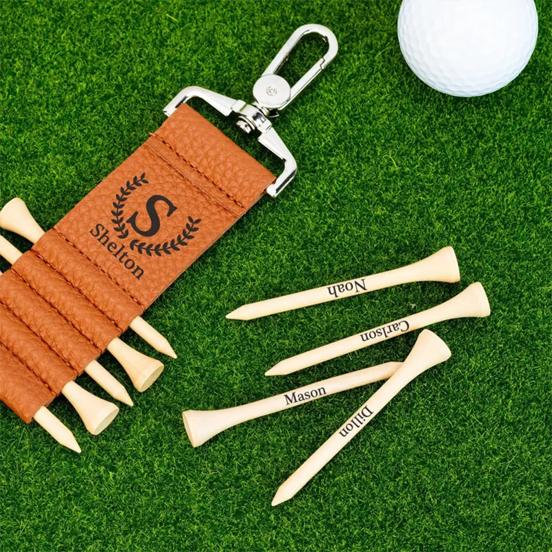 Golf Bag Tag Personalized Golf Tees,Leather Golf Tee Holder