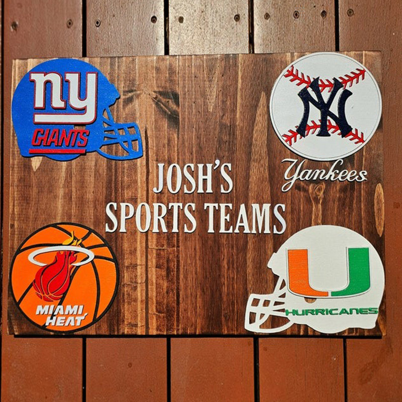 Sports team sign/ Personalized 4 corners sign/man cave sign