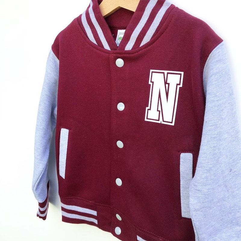 Baseball Style Kids Varsity Jacket, Custom Letterman Name & Number College Football Jacket for Boy or Girl