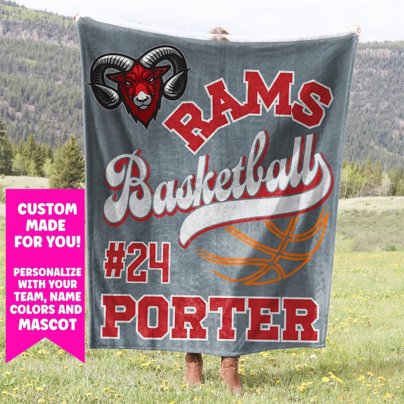 Basketball Blanket Personalized Senior Gift Custom Team Gift Name on Blanket