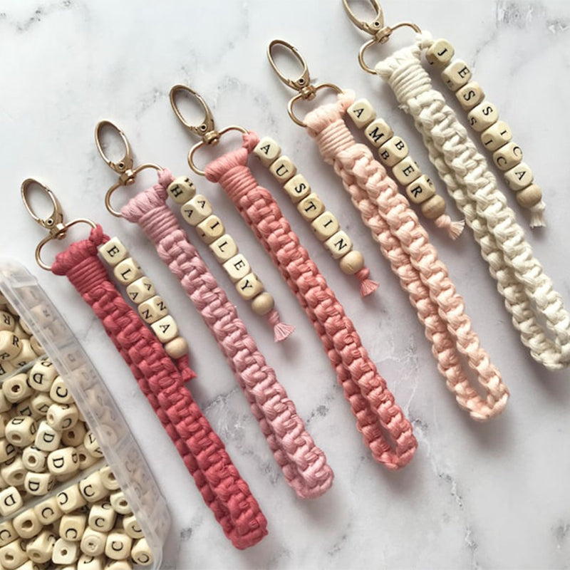 Boho Bracelet Name Keychain, Will You Be My Bridesmaid Gift
