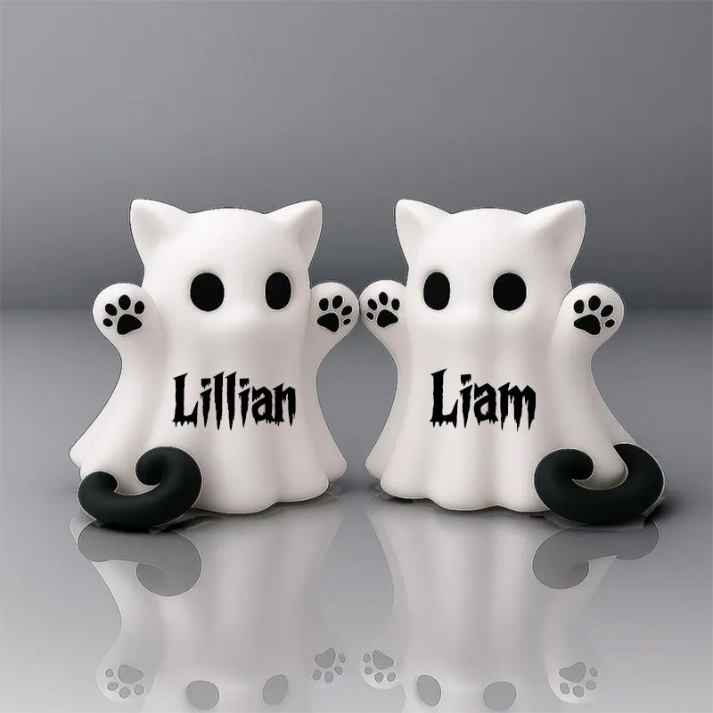 Personalized Tiny Ghost Cat - Halloween Decoration Desk Figurine, 3D Printed