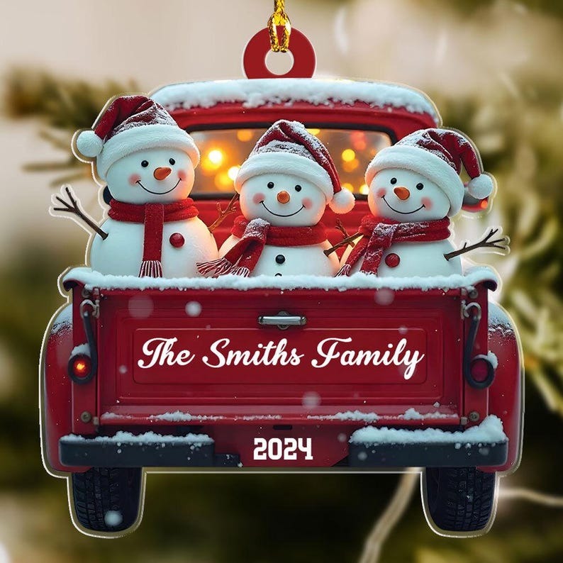 Personalized Snowman Family Christmas Ornament