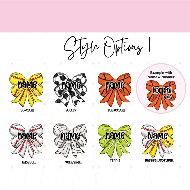 Personalized Girls Sports Bag Tag - Custom Name Tag with Bow