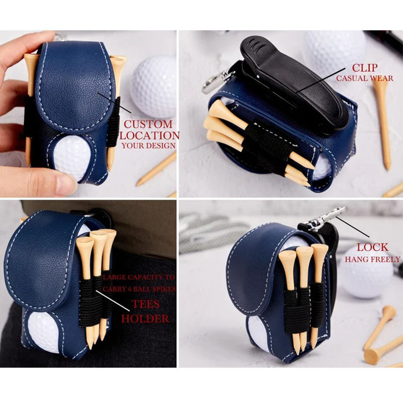 Leather Personalized Golf Ball Bag-Golf Ball And Tees Holder-Golf Holder-Accessories