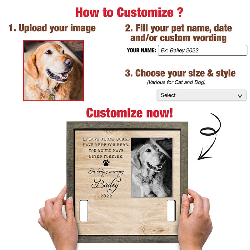Memorial Pet Collar Frame, Black & White Photo, Loss of Dog, Cat Loss Gifts, Pet Collar Holder, Memorial Standing Frame