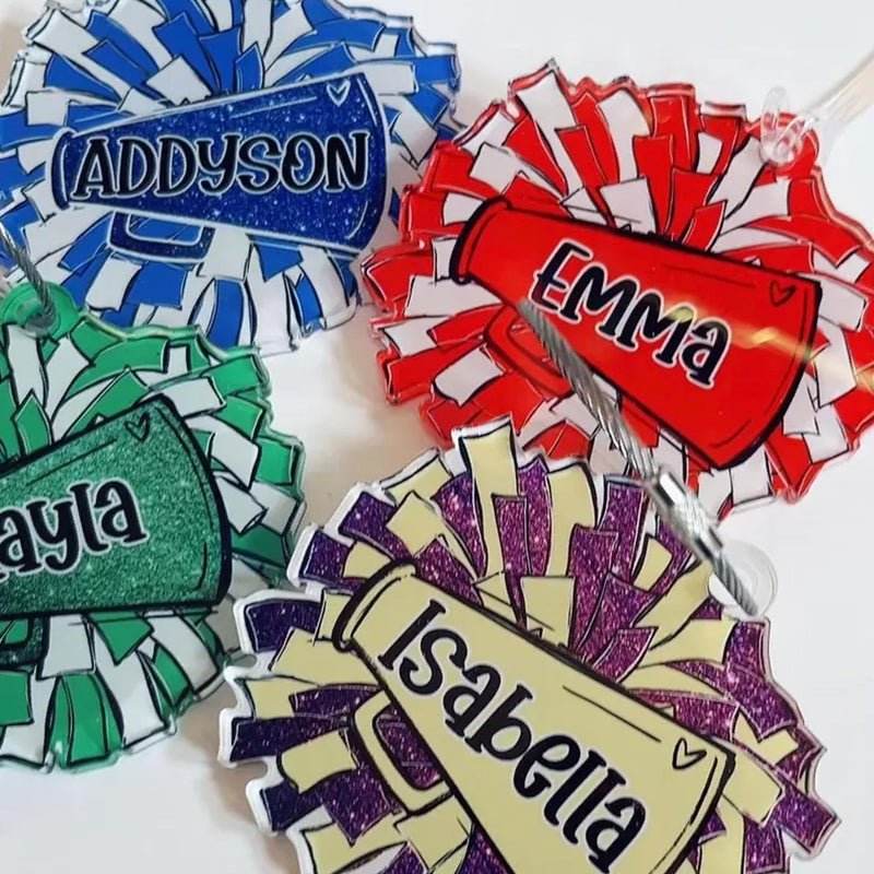 Personalized Pom Pom Bag Tag - Custom Name Tag for Backpacks