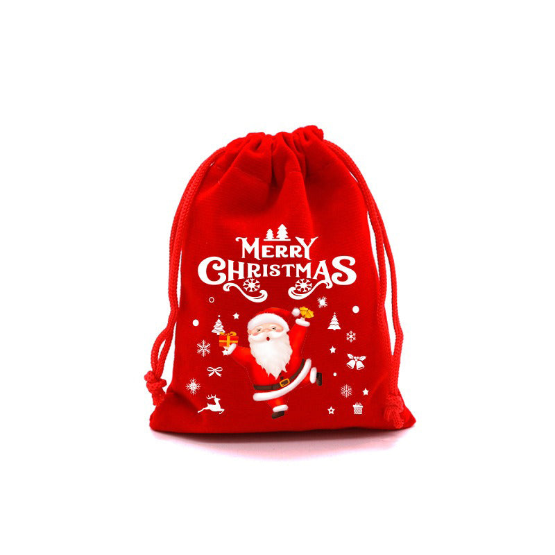 10/20pcs Christmas Drawstring Velvet Bags Red Candy Biscuits Pouch Personalization name