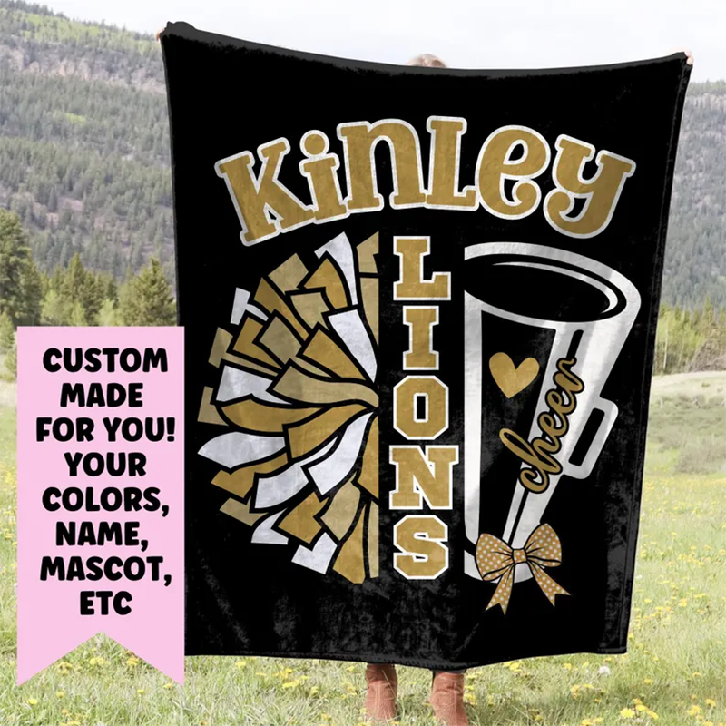 Cheerleader Blanket, Personalized Cheerleading Gift For Competitive Cheer or Senior Gift