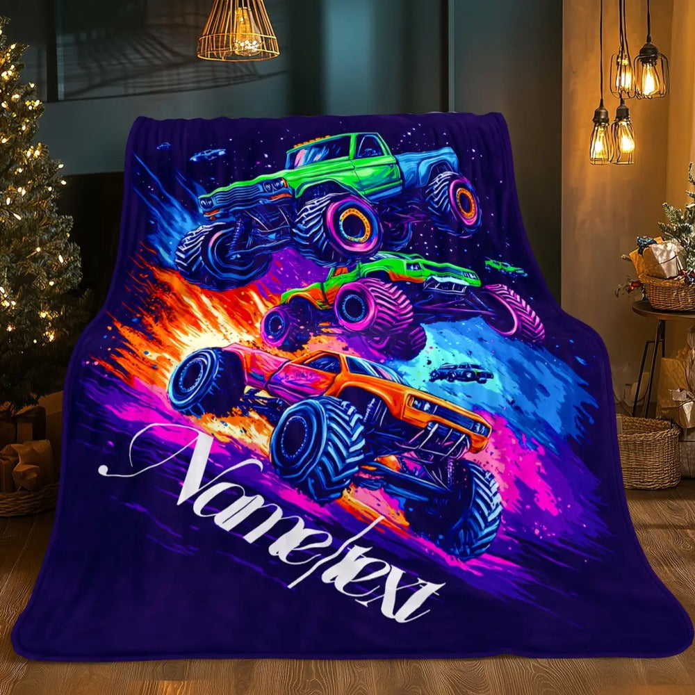 Custom Car Name Blanket Vivid Heavy Truck Design with 'Vane/lex' Print