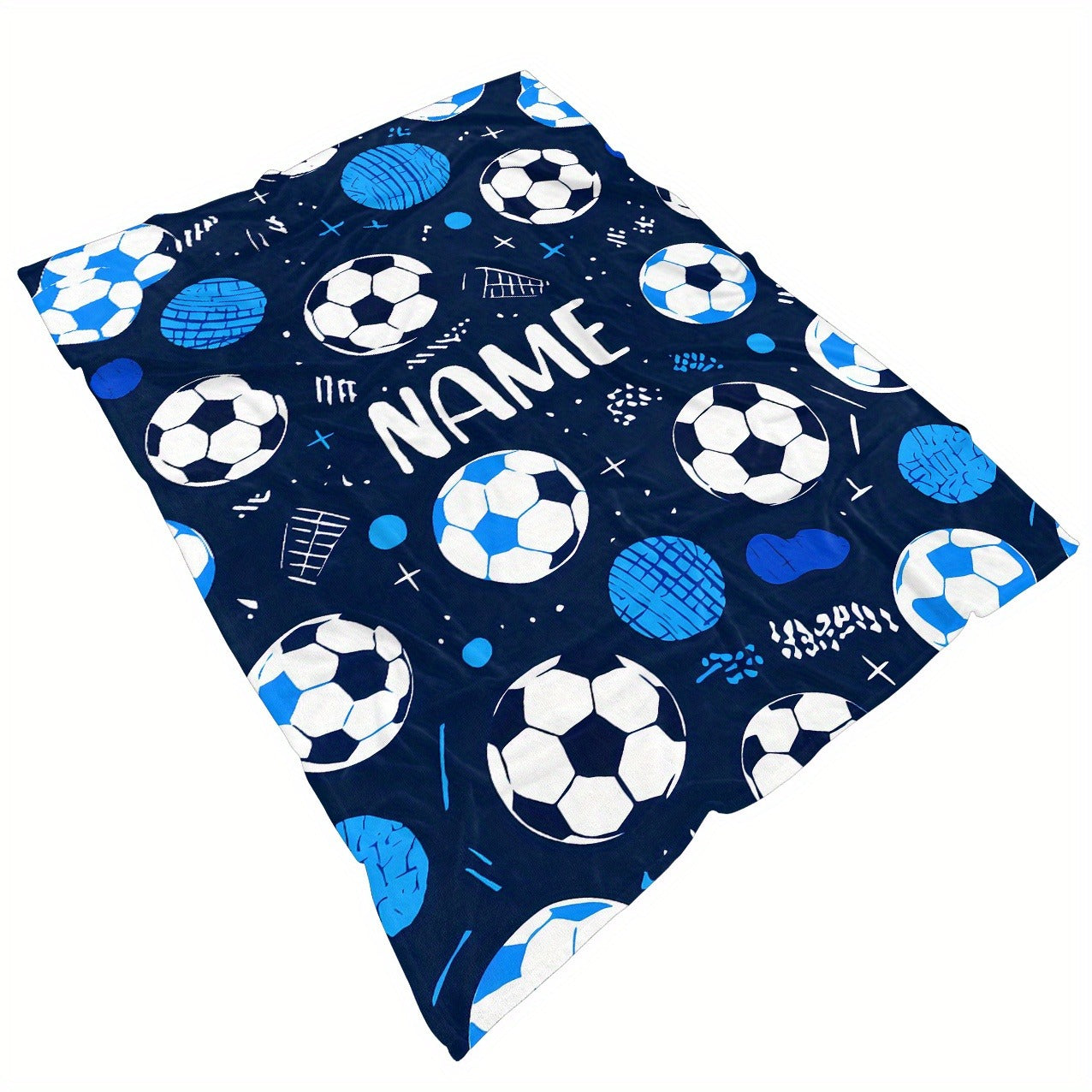Glam Style Custom Name Football Print Flannel Throw Blanket