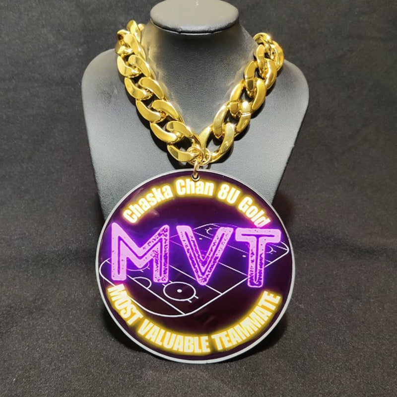 Customizable Medallion Champ Chain Trophy w/ 30in adjustable Bling chain