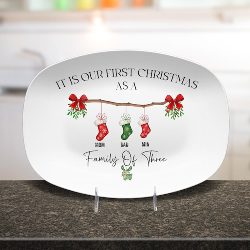 Personalized First Christmas Family Plate