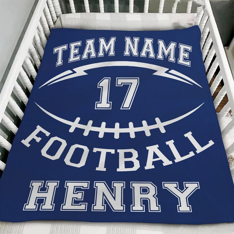 Personalized Football Blanket Custom, Custom Football Blanket with Name