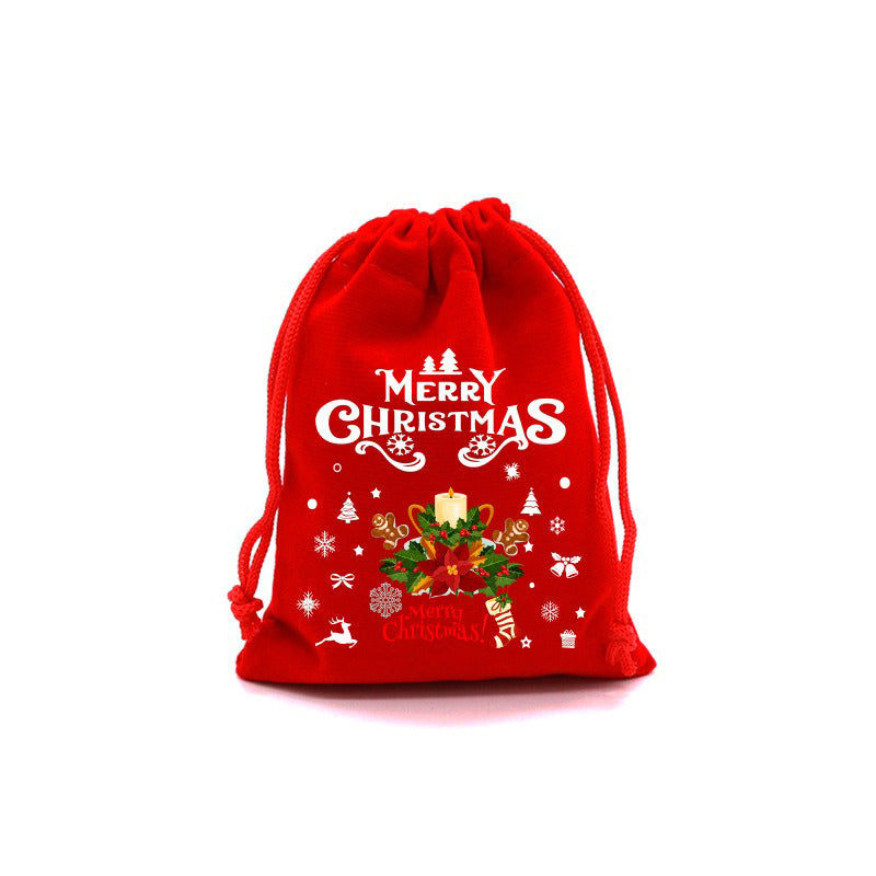 10/20pcs Christmas Drawstring Velvet Bags Red Candy Biscuits Pouch Personalization name