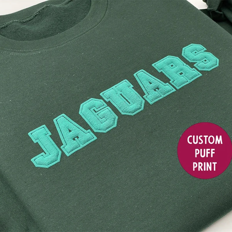 Custom Puff Design Team Name Sweatshirt, Embossed Mascot Sweatshirt
