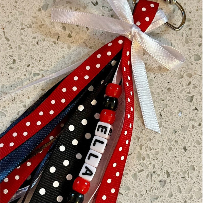 Personalized Ribbon Bag Tag/Cheer Bag Tag/Ribbon Zipper Pull