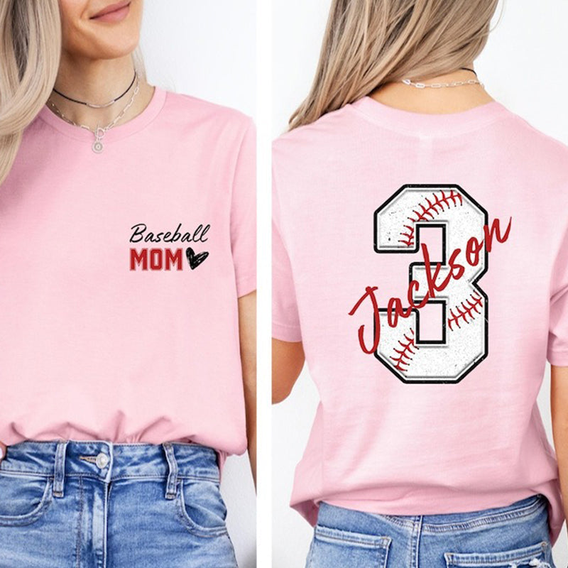 Baseball Mom T-Shirt,Custom Baseball Mom Shirt,Personalized Baseball Gift for Mom