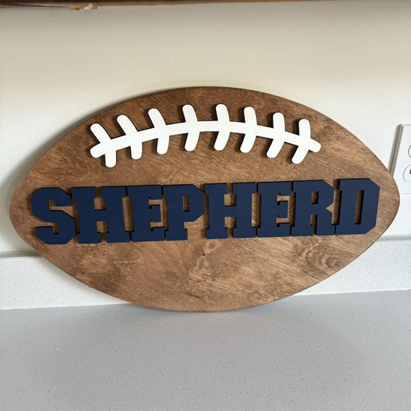 3D Custom Kids Room Decor, Football Wooden Name Sign
