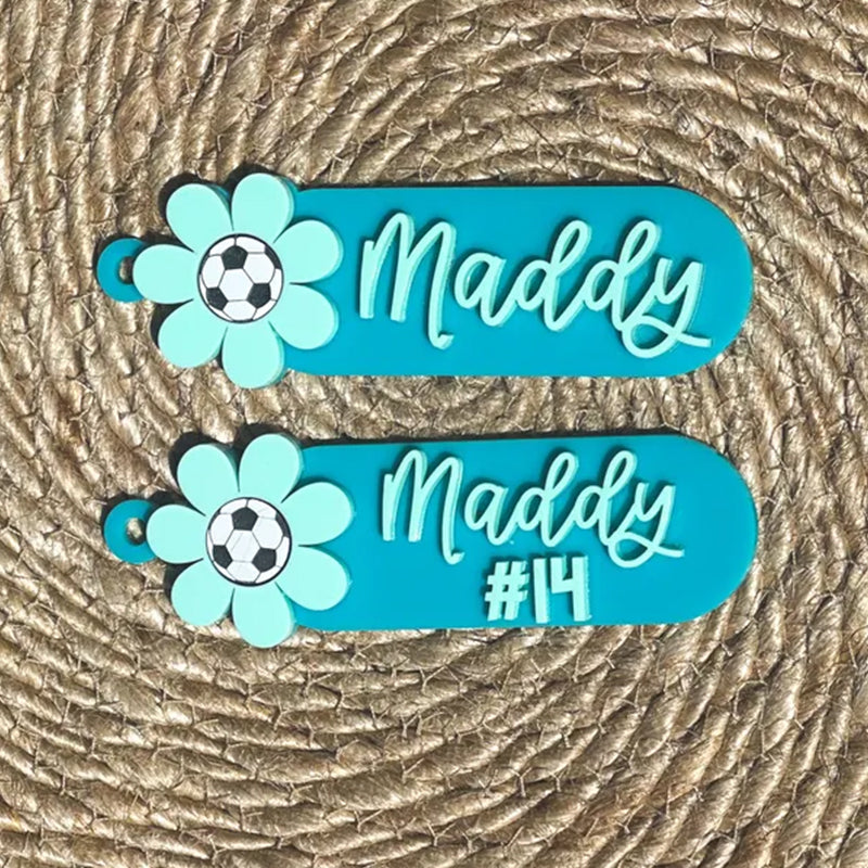Custom Soccer Backpack Tag | Personalized Floral Keychain