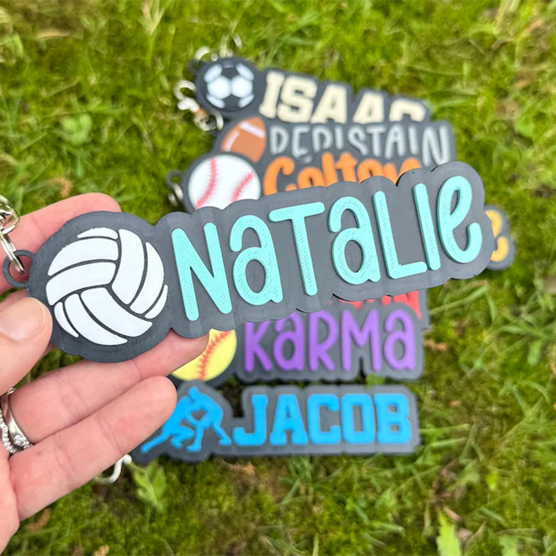 Softball Baseball Volleyball Football Dance Wrestling Track Soccer Cheerleading Personalized 3D Bag Tag Keychain