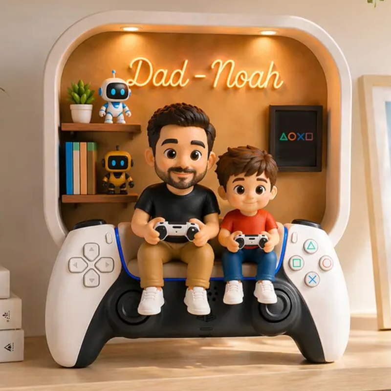 Personalized Dad And Son Gaming 2D Flat Acrylic Block