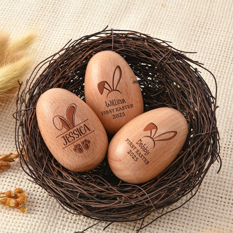 Personalized wooden musical egg, Musical Wooden Easter Egg Shakers