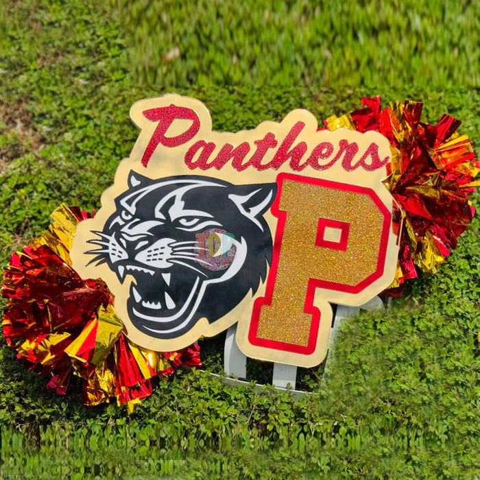 School Spirit Cheer Stick Customized With Mascot Acrylic Name Sign