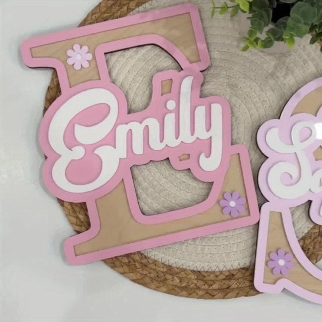 Customizable Initials Wall Art - Personalized Name with Floral Accents
