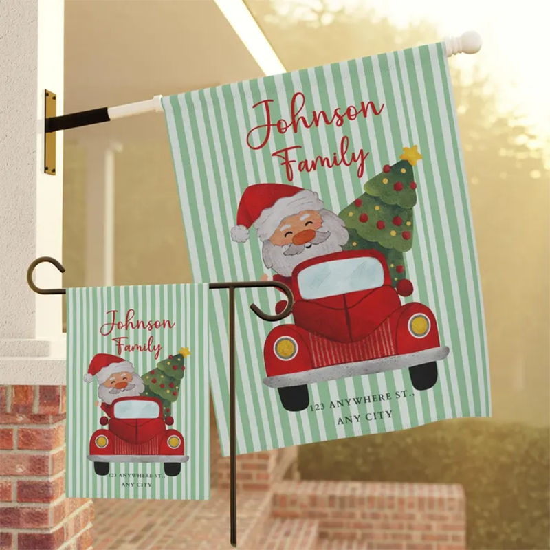 Personalized Christmas Garden Flag Custom Family Name Holiday Decor
