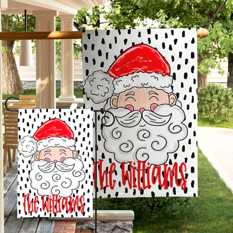Personalized Christmas Garden Flag Custom Family Name Holiday Decor Outdoor Winter Yard Sign